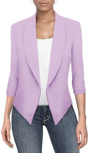 Hybrid & Company Leichter Cardigan mit offener Vorderseite, klassische gerüschte Ärmel, Arbeit, Büro, Blazer, Anzugjacken, Flieder, M