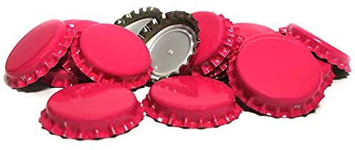 DIAH DO IT AT HOME 100 Pack Raspberry Pink Crown Caps 26mm - Decorative Beer Bottle Caps for DIY Homebrew, Fruit Cider & Radler - Airtight Sealing Crowns for Standard Glass Bottles (Set of 100)