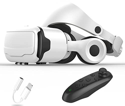 Gafas de Realidad Virtual, 3D VR Gafas con Controlador Bluetooth para Juegos Visión Panorámico VR Glasses para iPhone 13 Pro Max/13 Pro/13/12/11, para Samsung Galaxy S21, Huawei, Xiaomi