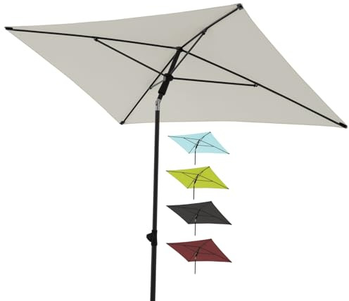 derby Balkonschirm 180 x 120 cm in Natur I Rechteckiger Sonnenschirm für Balkon & Terrasse I Balkonsonnenschirm mit Schieber zum Öffnen I Höhenverstellbar I Gartenschirm kippbar