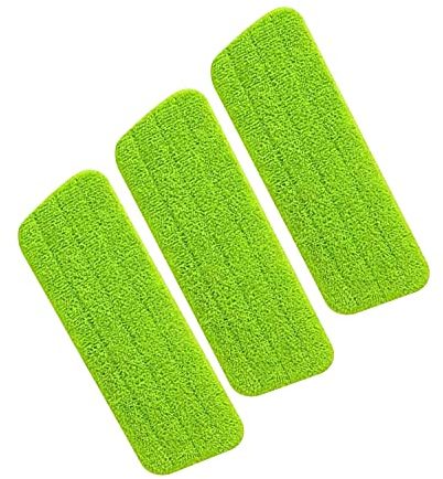 ARSUK Sprühmop Ersatzpads –6 Stück Wiederverwendbare Mikrofasermop-Köpfe, kompatibel mit führenden Sprüh und Flachmops, für Nass und Trockenreinigung auf Parkett, Laminat und Fliesen 41 x 14 cm (Grön)