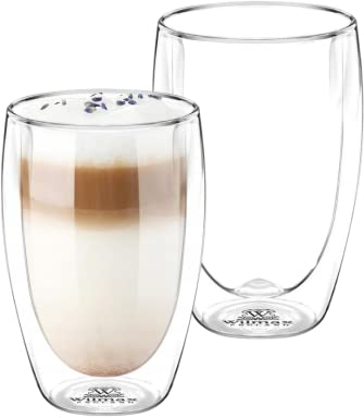 Wilmax | Termoglas dubbelväggiga | kaffeglas | 500 ml | set om 2 | latte macchiato-glas dubbelväggiga | cocktailglas | teglas | cappuccinokoppar | dryckesglas | kaffekoppar