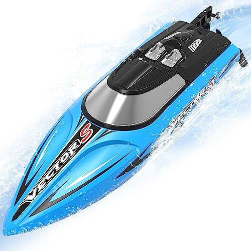 volantexrc Brushless Remote Control Boat, 30+ MPH 17.7 High Speed RC Boats for Pools and Lakes, 2.4GHz Racing Boat with Self Righting Rechargeable Battery Low Battery Alarm for Adult (Blue)