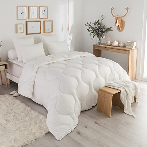 DODO - Couette 4 Saisons (2 en 1) Protection Active 140x200 cm - Garnissage Fibre THERMOCONFORT Bien-être 175+300g/m² - Anti-acariens - Enveloppe 100% Coton - Lit 1 ou 2 Personnes