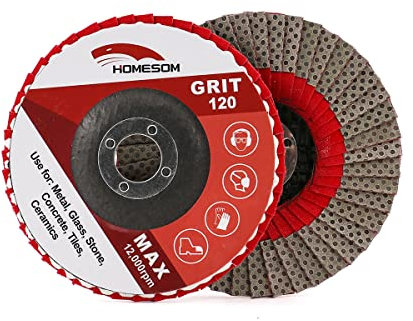 HOMESOM 4 Diamond Grinding Wheel Flap Disc,100mm Angle Grinder Sanding Disc Stone Metal Plastic Abrasive Tool Grit 120