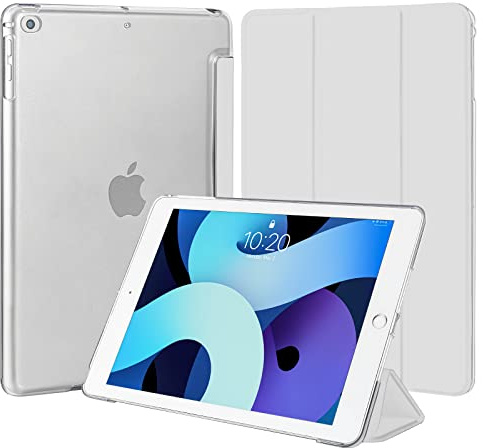 4UBonLife Custodia per iPad 6a /5a Generazione 9,7 Pollici 2018/2017, per iPad Air 1 2013/Air 2 2014 Cover Protettiva Rigida, Sottile e Leggera con Traslucida Posteriore Opaca Cover, Grigio Chiaro