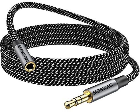 MOSWAG 8M Cavo di prolunga da 3,5 mm Audio Adattatore di prolunga stereo da maschio a femmina Cavo intrecciato in nylon compatibile per stereo di casa/auto, smartphone, cuffie, tablet