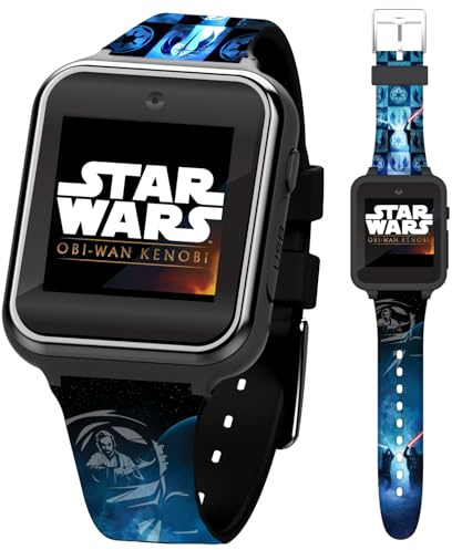 Star Wars Kids Smartwatch with OBI-Wan Kenobi Design, 10 Clock Faces, Selfie Camera, Voice and Video Recorder, Step Counter, Calculator, Alarm, Fun Games, and 3 Wallpapers – Fits Wrists 5.5-8.0