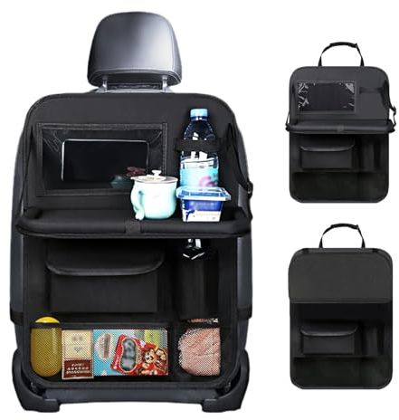 SLshiBo Auto Organizer Rücksitz mit Tisch Autositz Organizer Auto Rückenlehnenschutz Kinder mit Touchscreen Multifunktionale Wasserdicht Rücksitz Organizer für Auto - Schwarz