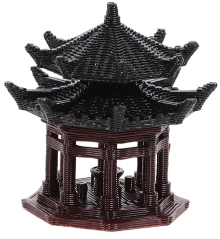Milisten de Pavillon Chinois Design Unique Miniature Statue en Plastique Coloris Réaliste pour Décoration de Bonsaï et Aquarium Adapté Jardin et Cour Zen