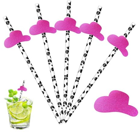 60 sugrör för cowboyhattar, sugrör för glitterhattar, roliga och kreativa sugrör, papperssugrör för festdekorationer, klubbfest sugrör
