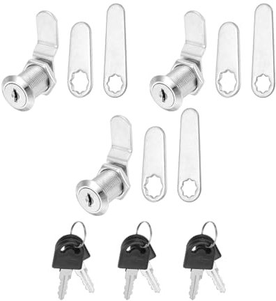 PATIKIL Lucchetti Cabinet con Chiave Uguali da 1/8 di Pollice, 3 Pezzi Sostituzione Serratura a Camma per Cilindro di Blocco Cassetto Cassetta Postale Carrello di Stoccaggio RV, Argento
