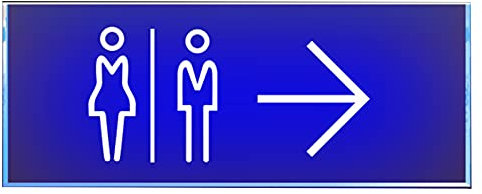 Segnale da parete con luce LED per WC e bagno, con freccia illuminata, per la conformità dei servizi igienici, cartello da parete destra, impermeabile e facile da installare, ideale per casa, ufficio,