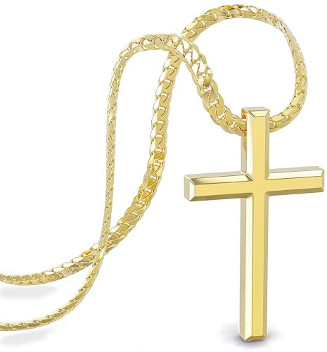 SERASAR Kreuz Halskette Herren mit Anhänger Gold Schmuck Kette Vergoldete Geschenk idee für Männer Geburtstag Vater Tag Punk Rock Valentinstag