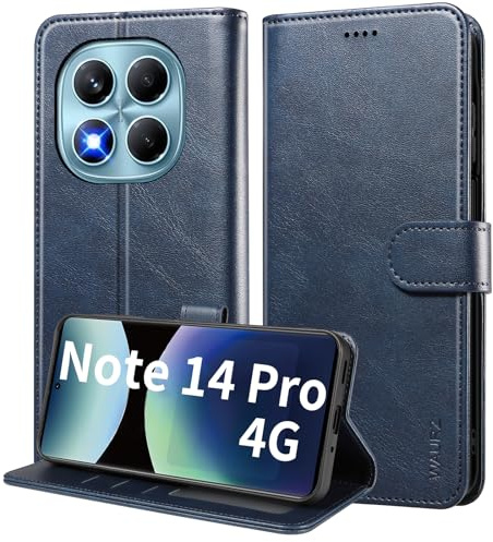 WAURZ Cover per Xiaomi Redmi Note 14 Pro 4G, Custodia Cover Pelle Libro Portafoglio con Porta Carte Magnetica Protezione Antiurto Cuoio Flip Case Custodia Cover per Redmi Note 14 Pro 4G,Blu