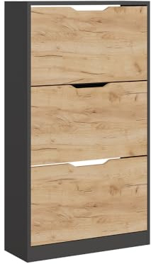 Vicco Shoe tipper Luca, Anthracite/golden oak, 59 x 105 cm with 3 compartments