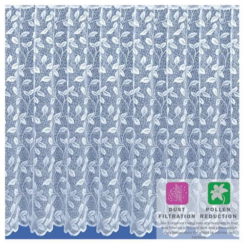 Maple Textiles Spring Time Leaves Net Curtain Sold per Metre Width Using Quantity Box and Sent in One Piece (36 Drop)