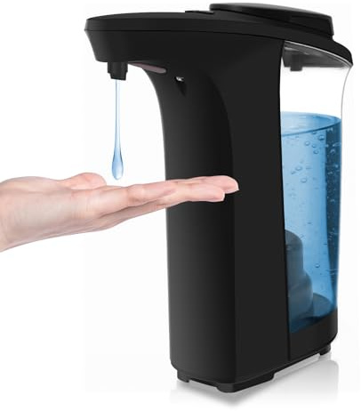 HMJIA Dispenser Sapone Automatico 500 ml Distributore Automatico di Sapone Touchless 5 Livelli di Sapone Regolabili Dispenser di Sapone con Sensore per Bagno e Cucina (Nero)