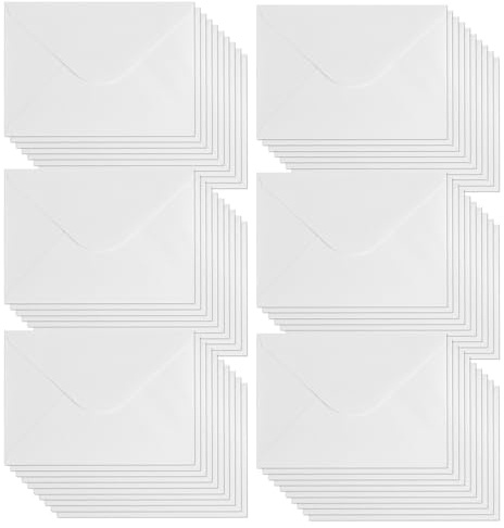 60 Pcs Mini Envelopes Small White Envelopes, Classic Flap Gift Envelope with Wet Seal for Greetings Card Wedding Birthday Business Tags Gift Cards Invitation Envelope(12.5 x 17.5 cm)