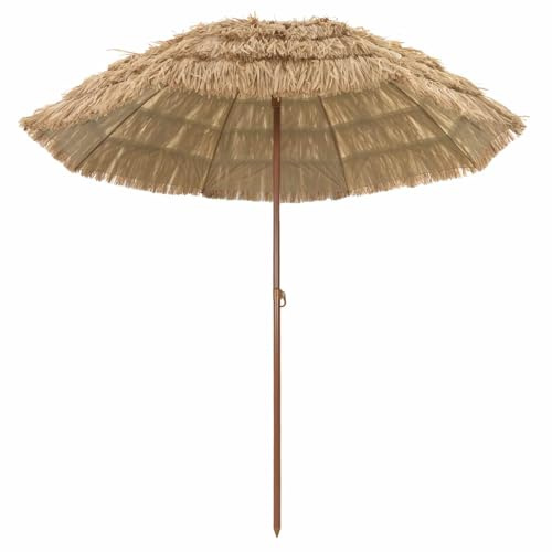 Nqyjm Parasol de playa natural, 255 x 255 x 255 cm, poliéster y acero para balcón, jardín, terraza
