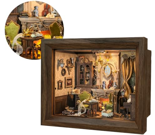 Book Nook Kit Vintage 3D Holzpuzzle mit Bilderrahmen