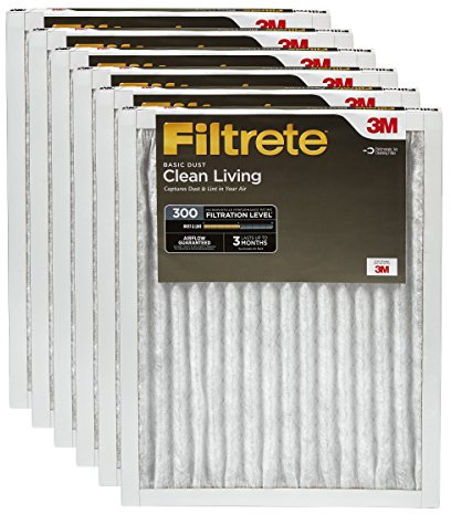 Filtrete Clean Living Basic Dust Filter, MPR 300, 16 x 25 x 1-Inches 6-Pack