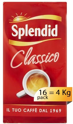 Splendid - Caffè Macinato Gusto Classico - Miscela Caffè per Moka - 16 Confezioni da 250 gr (Totale 4 Kg)