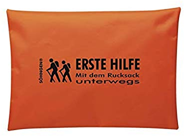 Söhngen Erste-Hilfe-Set Mit dem Rucksack unterwegs (Inhalt: Wundpflaster, Heftpflaster, elastische WS-Binden, Schutzhandschuhe, Schere, uvm) orange, 03080190