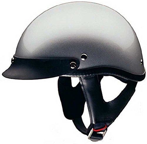HCI Silver Motorcycle Half Helmet with Visor - ABS Shell 100-115 (2XL)