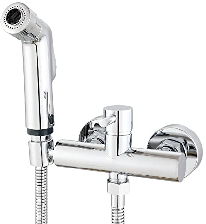 Ownace Bathroom Toilet Two Function Bidet Sprayer Set with Hot and Cold Mixing Valve Strong Water Chrome (B)
