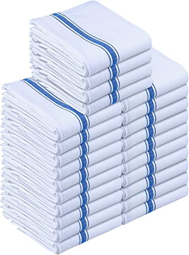 Utopia Towels - 200 GSM Blue Dish Towels (24 Pack - 38 x 64 cm) 100% Cotton Dish Cloths Absorbent Bar Cloth, Kitchen Tea Towel for Catering, Drying and Washing