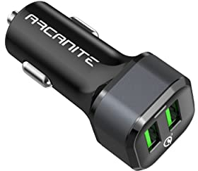ARCANITE, Caricabatterie per auto 6A 36W Doppio Porte USB Quick Charge 3.0 per dispositivi Apple e Android