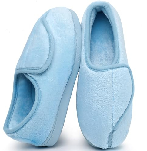 Git-up Zapatillas de Estar por Casa para Mujer Espuma de Memoria Antideslizante Invierno Cálido Cómodas Suave Algodón Pantuflas para Interiores y Exteriores Suela de goma 7, Azul