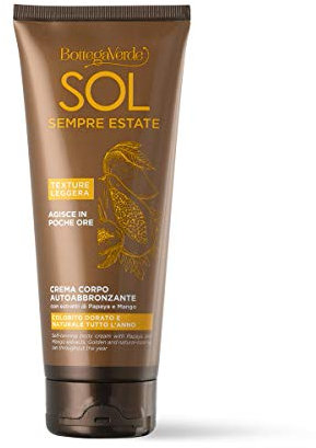 Bottega Verde - SOL Sempre Estate, Crema Autoabbronzante Corpo, 200 ml, Arricchita con Estratti di Papaya e Mango, Colorito Dorato e Naturale, Idratante, Profumo Agrumato, per Tutti i Tipi di Pelle