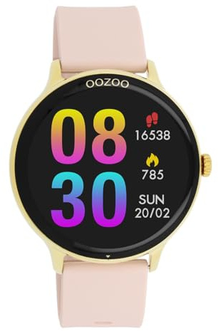 Oozoo - Vielseitige Smartwatch Damen mit 20mm Silikonarmband | Fitnesstracker mit Pulsmesser, Schrittzähler & Schlafmonitoring | Smartwatch rund IOS & Android kompatibel | 33mm Touchscreen | IP67