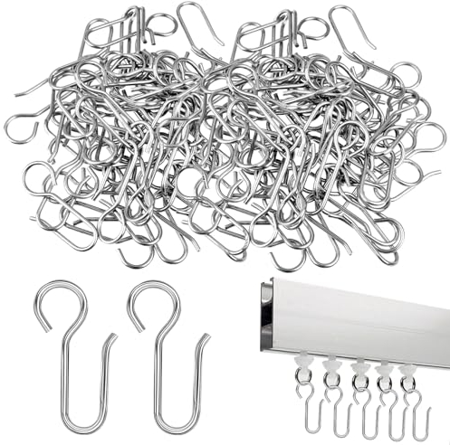 Giantree 60 Pezzi Ganci per Tende da Doccia a Forma di S, Ganci per Tende da Doccia in Metallo Antiruggine Anelli per Bagno Ganci per Tende a Scivolamento Elevato e Portanti Ganci per Tende per Asta