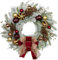 Weihnachtskranz Türkranz für Weihnachten - Rot-Weißer Adventskranz mit Weihnachtskugeln, Beeren, Tannenzapfen und Schleife, Dekokranz Weihnachtsdeko Tischkranz, Ø 60CM