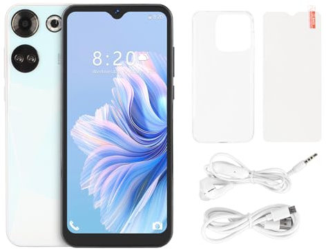 C20 Pro Cell Phone, Large Screen Experience, Powerful Memory, Efficient Processor, Excellent Photography, Long Battery Life, with Face Recognition, for Android 12 (White)