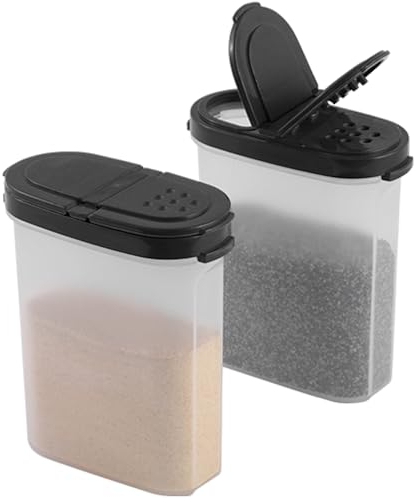 Set de 2 Pots à Épices, Organisateur à Épices, Jolies Boite à Épices Translucides, Ensemble de Flacons à Épices, Étanche, Bocaux avec Couvercles pour Épices et Aromates Sans BPA.