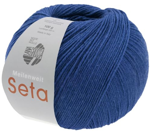 LANA GROSSA Melbred Seta | Högkvalitativt strumpgarn med sideninnehåll, tvättbart | handstickat garn 55 % ny ull (merino), polyamid och siden | 100 g ull för stickning och virkning | 400 m garn