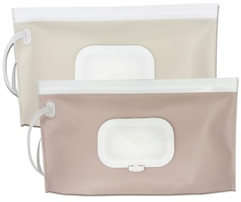 Hebterrka Feuchttuchspender, 2er-Pack Tragbare Nachfüllbare Feuchttuchbehälter, Wiederverwendbare Reise-Baby-Feuchttuchspender, Wasserdicht und Staubdicht