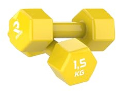 RUSTER Mancuernas Studio 1,5kg. Set de 2, Recubiertas de Vinilo, Agarre Antideslizante, Múltiples Pesos, Entrenamiento en Casa y Gimnasio.