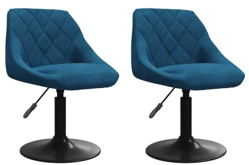 vidaXL 2X Esszimmerstuhl Drehbar Höhenverstellbar Küchenstuhl Stuhl Wohnzimmerstuhl Essstuhl Polsterstuhl Drehstuhl Stühle Blau Samt