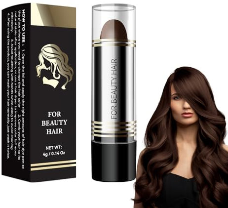 Bâton de Teinture Temporaire pour Cheveux - Retouche Instantanée et Maquillage Imperméable Marron Foncé