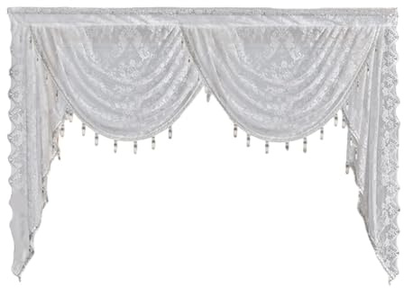 SiaBiced Design Vintage di Mantovana a Cascata con Tassage di Perle per Caffetteria Camera Da Letto, Larghezza 150 Cm