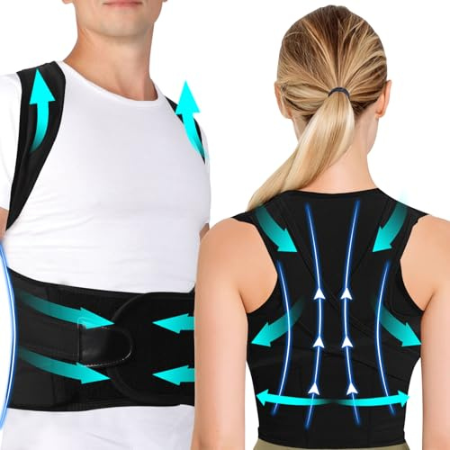 SOARFLY Corrector de Postura para Mujeres y Hombres Corrector Postura Espalda Ajustable y Transpirable, Postura Recta, Invisible Bajo la Ropa, Alivio del Dolor de Espalda (Tallas XL-4XL) (XXXXL)