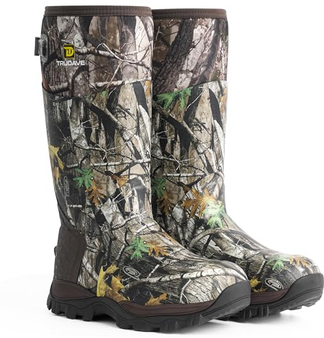 Trudave Hunting Boots for Men - 6mm Neoprene Camo Insulated And Waterproof Rubber Boots with Steel Shank
