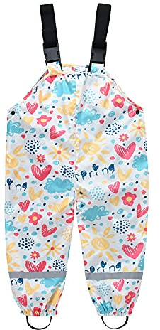 Generisch Pantalones de barro para niña con tirantes, traje de lluvia a prueba de viento, pantalones impermeables para exteriores, unisex, pantalones de lluvia monocolor, sin forro, mono impermeable