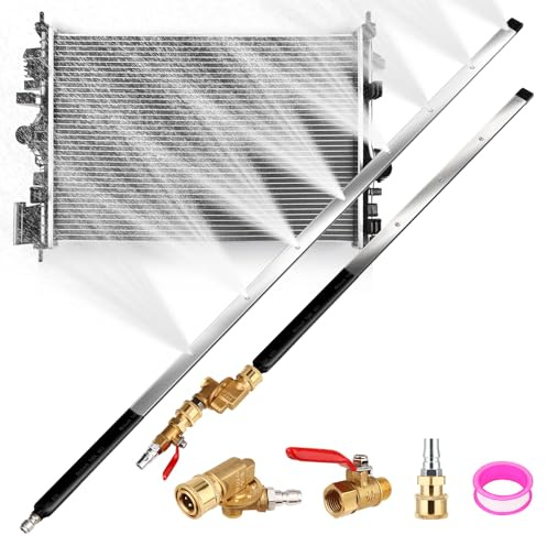 48 and 24 Radiator Cleaning Wand Set, 8 Nozzle Tips Pressure Washer Wand with Adapter Set, Water Air Cleaning Wands for Cars, Trucks, Trailers, Heavy Machinery