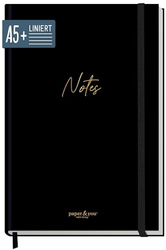 Häfft paper&you® Notizbuch A5+ liniert Journal Black Edition